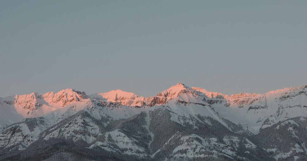 Mountain-sunset view from Telluride, once a mining boomtown and now a popular skiing destination in Colorado - Original…