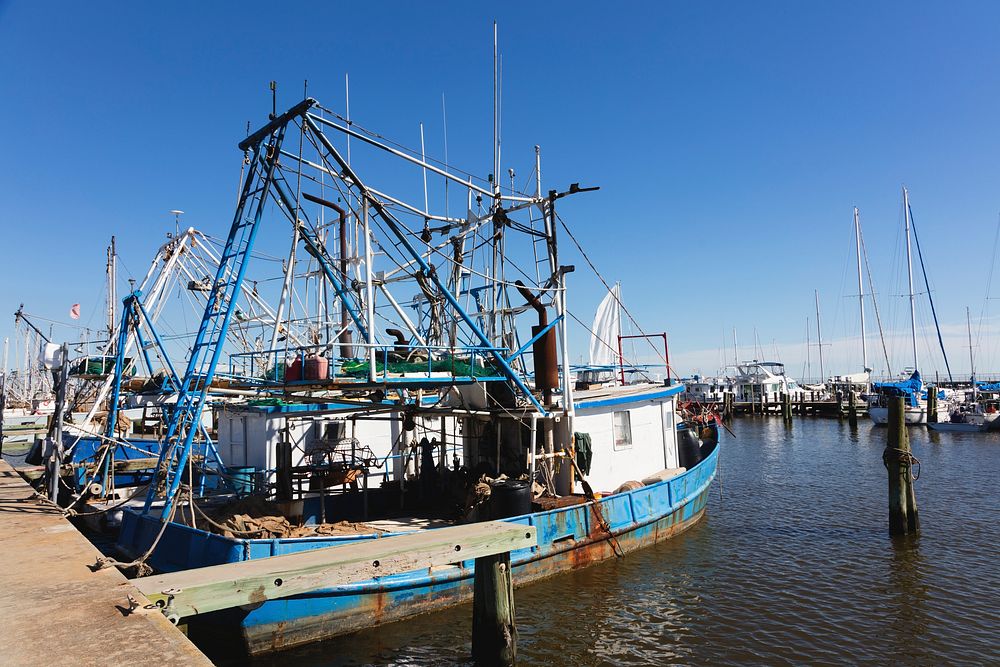 Harbor scene in the Mississippi Gulf Coast. Original image from Carol M. Highsmith&rsquo;s America, Library of Congress…