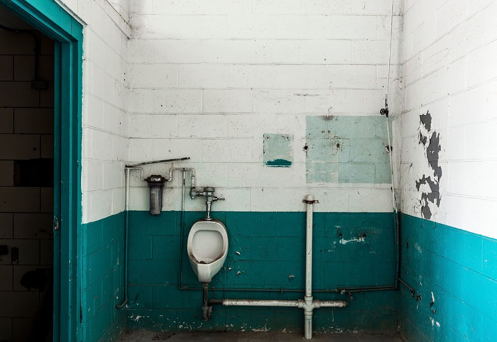Male toilet in an abandoned building. Original image from Carol M. Highsmith&rsquo;s America, Library of Congress…