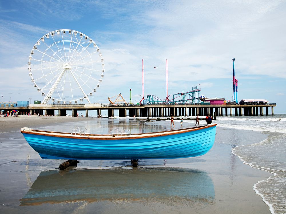 Lifeboat along the boardwalk at the Steel Pier in Atlanic City, New Jersey. Original image from Carol M. Highsmith&rsquo;s…