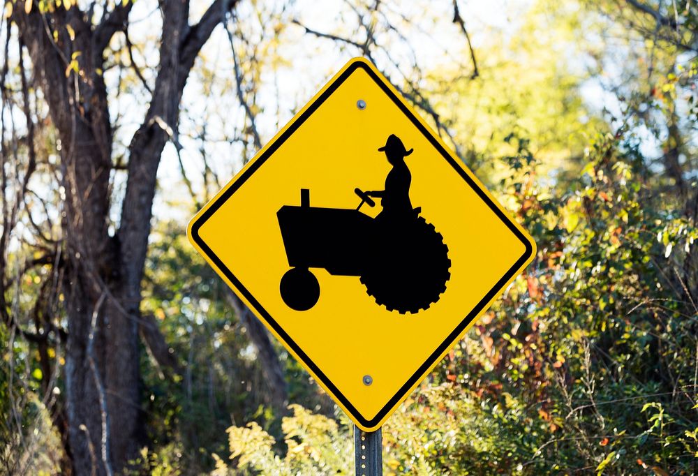 Road sign of slow moving tractor in Holmes County, Ohio. Original image from Carol M. Highsmith&rsquo;s America, Library of…