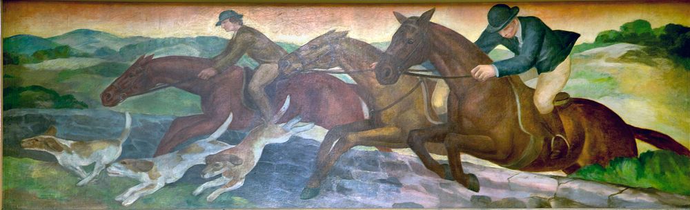 Murals, Louisville Murals-Fox Hunting, by Frank Weathers Long at the Gene Snyder U.S Courthouse & Custom House, Louisville…