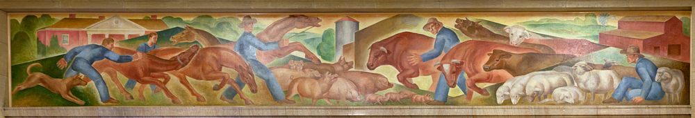 Murals, Louisville Murals-Stock Farming, by Frank Weathers Long at the Gene Snyder U.S Courthouse & Custom House…