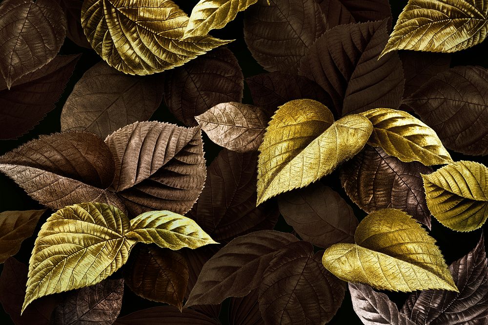 Golden plant leaves textured background