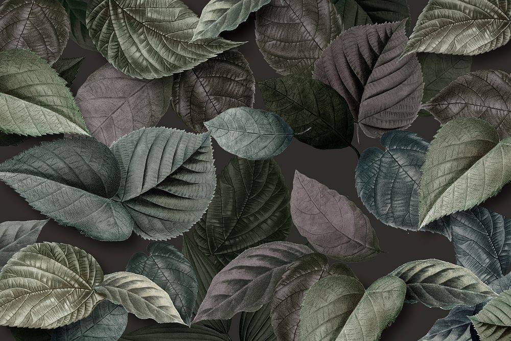 Metallic green leaves textured background