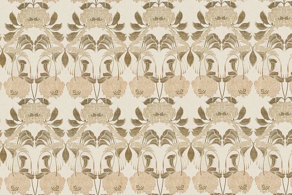 Floral beige pattern background in art nouveau style, based on artwork by Georges de Feure