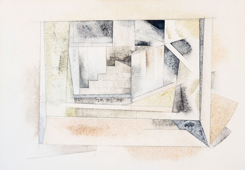 Bermuda: Stairway (1917) painting in high resolution by Charles Demuth. Original from The Barnes Foundation. Digitally…