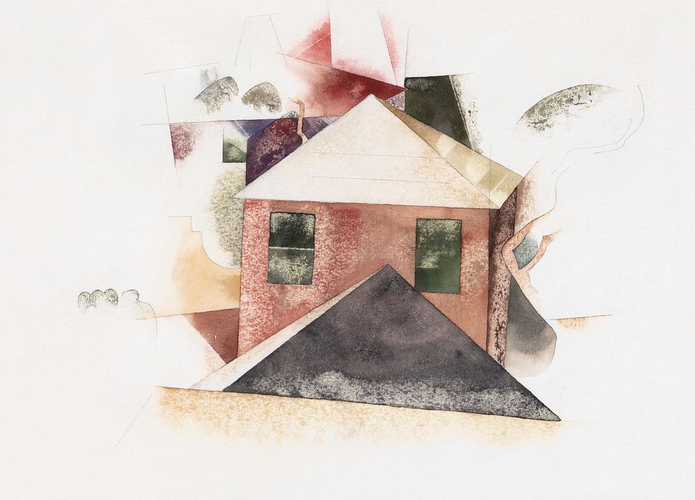 Houses with Red (1917) painting in high resolution by Charles Demuth. Original from The MET Museum. Digitally enhanced by…