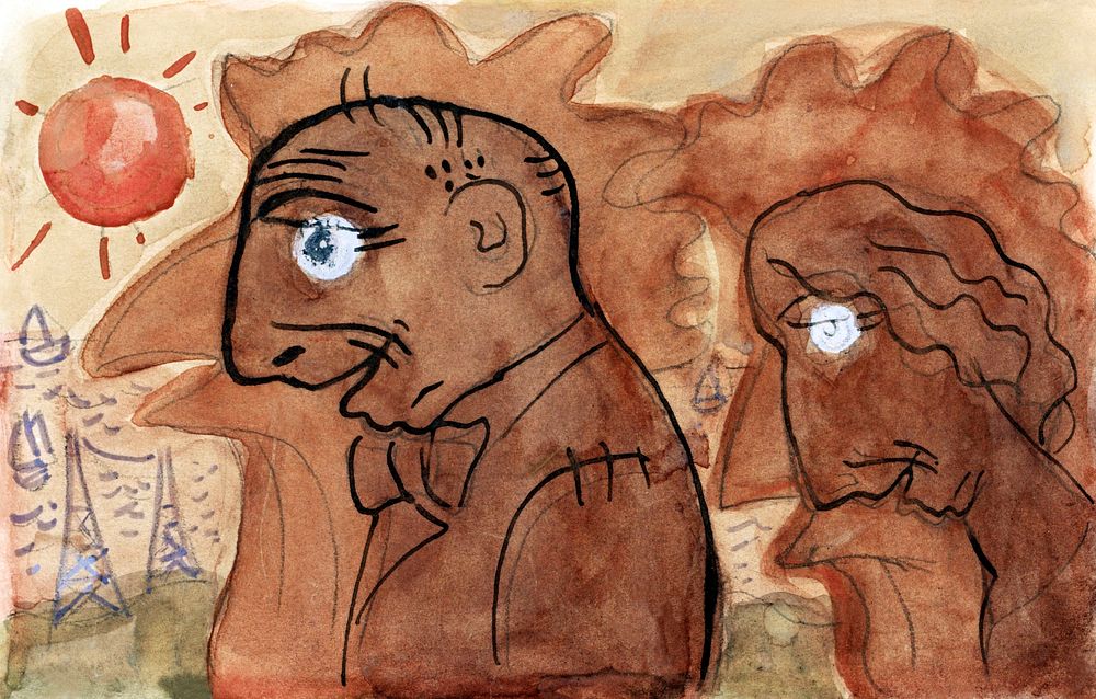 Caricature of Leo Gestel and his wife (ca. 1891&ndash;1941) painting in high resolution by Leo Gestel. Original from The…
