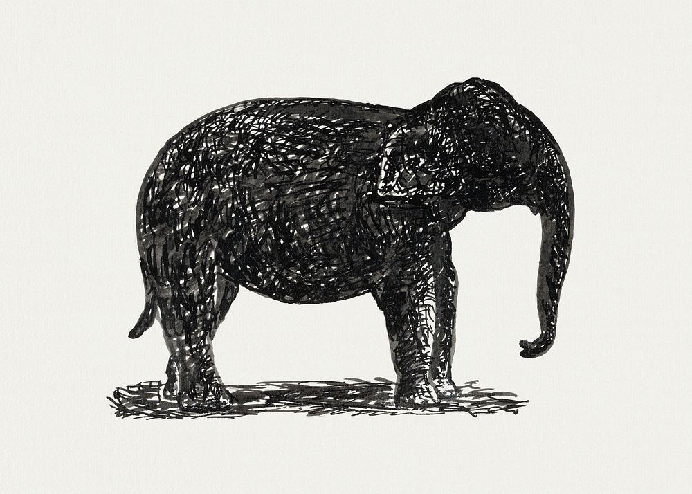 Elephant (ca. 1891–1941) drawing in high resolution by Leo Gestel. Original from The Rijksmuseum. Digitally enhanced by…