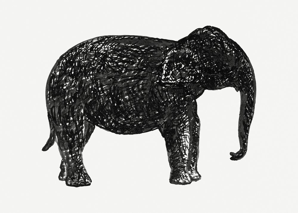 Elephant psd vintage drawing, remixed from artworks from Leo Gestel