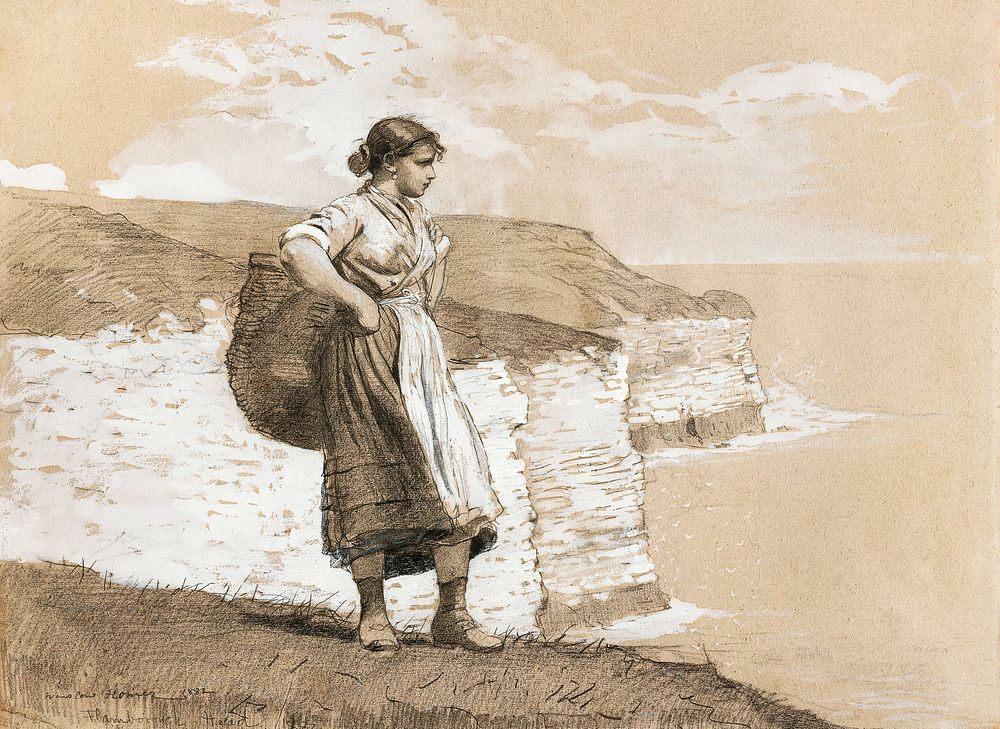Flamborough Head, England (1882) by Winslow Homer. Original from The Smithsonian Institution. Digitally enhanced by rawpixel.