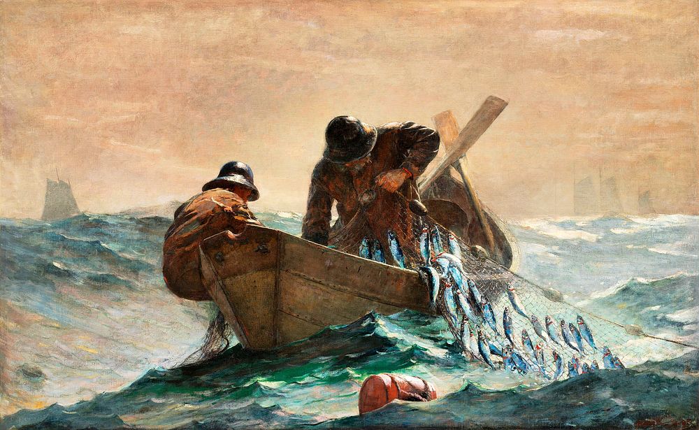 The Herring Net (1885) by Winslow Homer. Original from The Smithsonian Institution. Digitally enhanced by rawpixel.