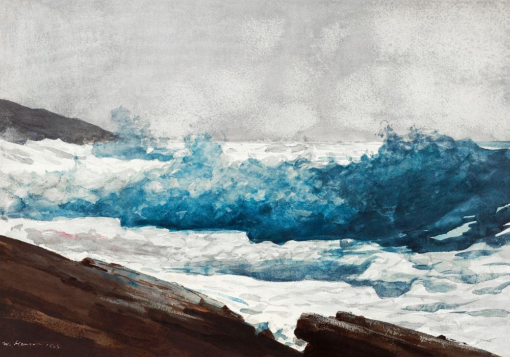 Prout&rsquo;s Neck, Breakers (1883) by Winslow Homer. Original from The Smithsonian Institution. Digitally enhanced by…
