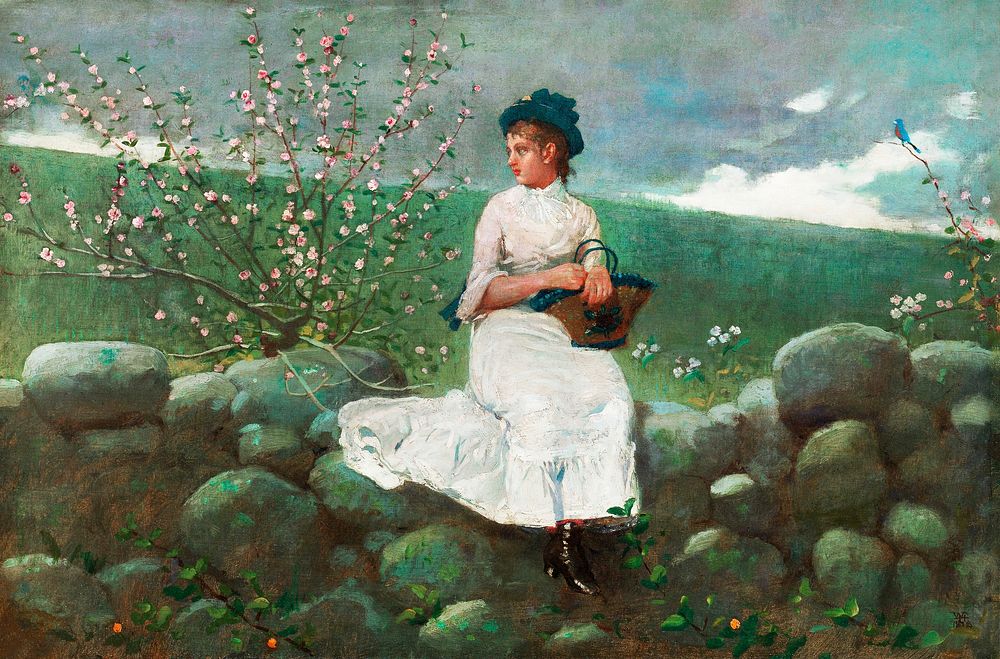Peach Blossoms (1878) by Winslow Homer. Original from The Smithsonian Institution. Digitally enhanced by rawpixel.