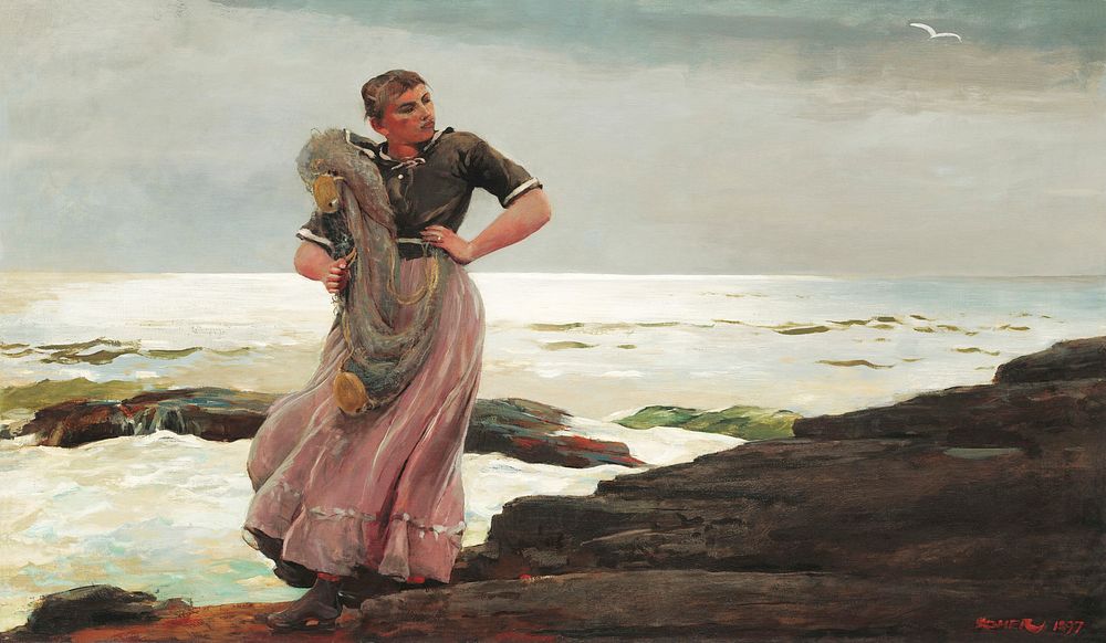 A Light on the Sea (1897) by Winslow Homer. Original from The National Gallery of Art. Digitally enhanced by rawpixel.