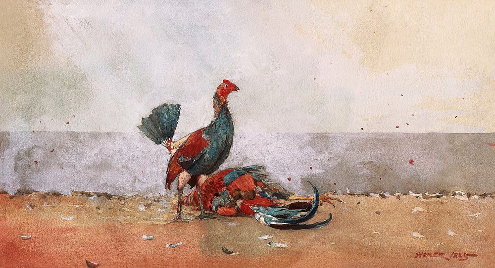 The Cock Fight (1885) by Winslow Homer. Original from The Smithsonian Institution. Digitally enhanced by rawpixel.