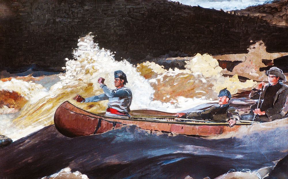 Shooting the Rapids, Saguenay River (ca. 1905&ndash;1910) by Winslow Homer. Original from The MET museum. Digitally enhanced…