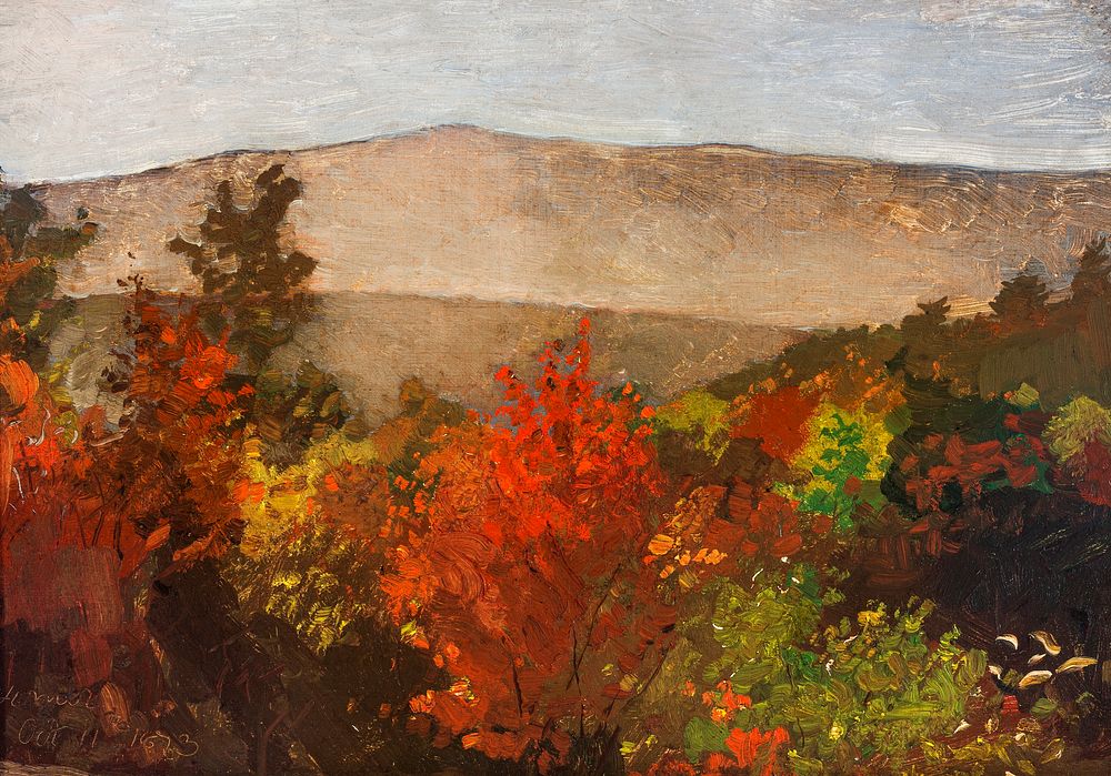Autumn Treetops (1873) by Winslow Homer. Original from The Smithsonian. Digitally enhanced by rawpixel. Digitally enhanced…