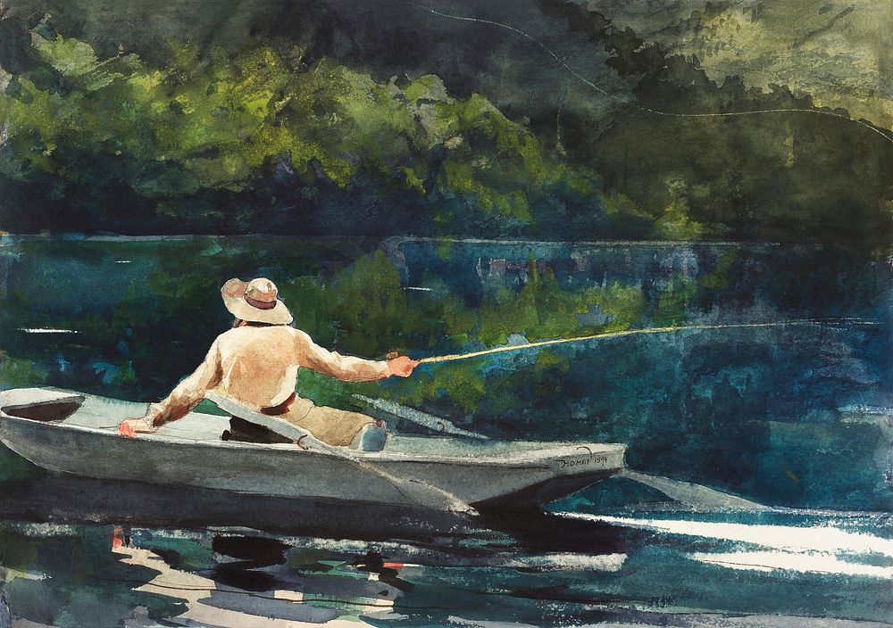 Casting, Number Two (1894) by Winslow Homer. Original from The National Gallery of Art. Digitally enhanced by rawpixel.