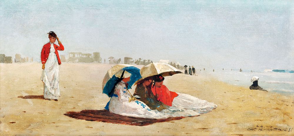 East Hampton Beach, Long Island (1874) by Winslow Homer. Original from The National Gallery of Art. Digitally enhanced by…