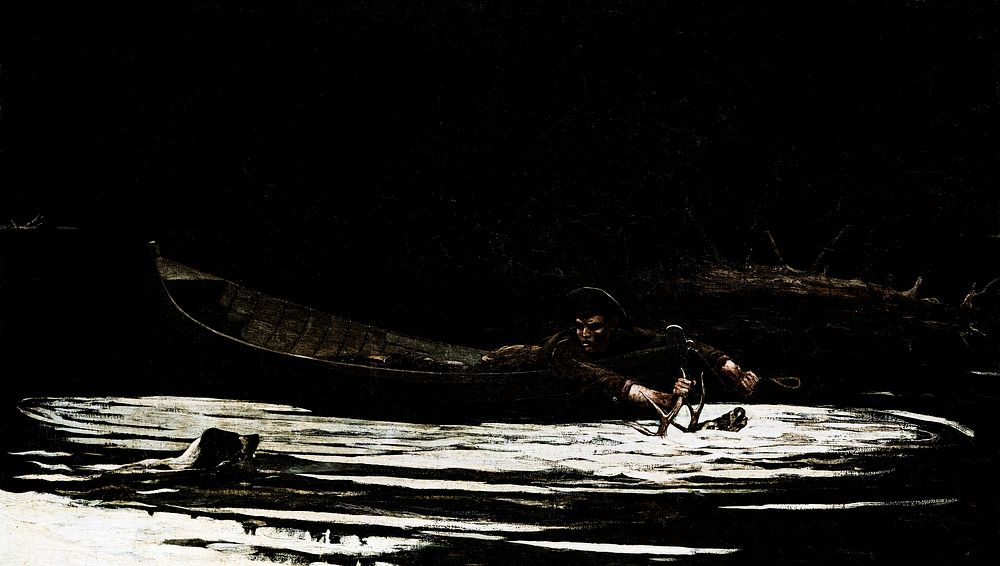 Hound and Hunter (1892) by Winslow Homer. Original from The National Gallery of Art. Digitally enhanced by rawpixel.