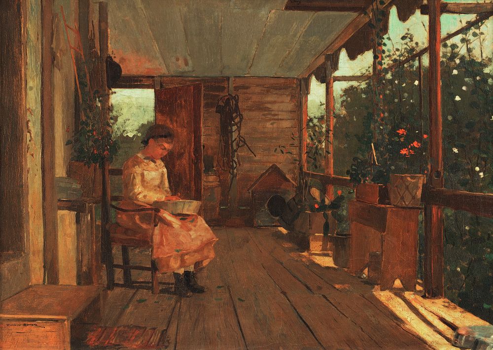 Girl Shelling Peas (ca.1873) by Winslow Homer. Original from The Smithsonian. Digitally enhanced by rawpixel.