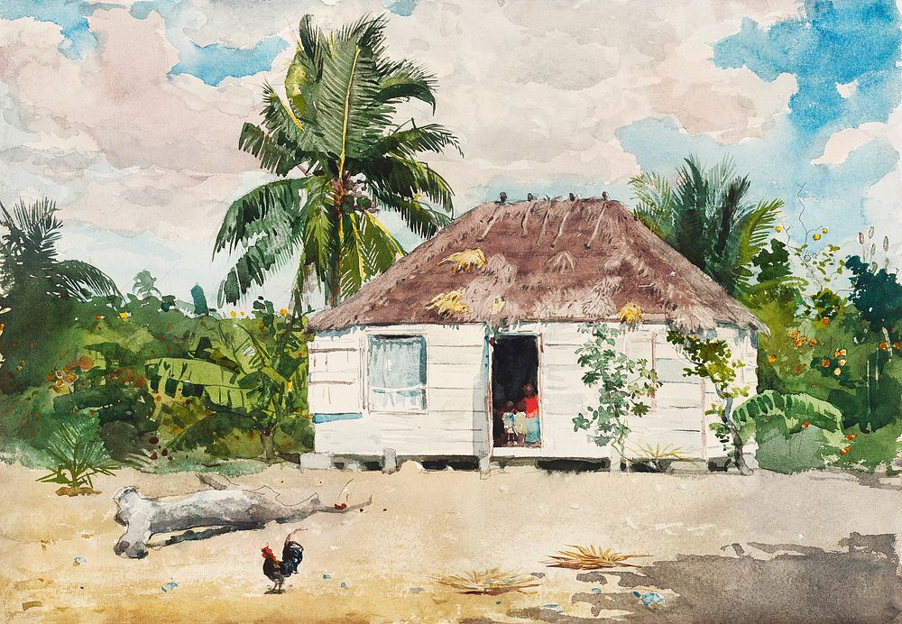 Native hut at Nassau (1885) by Winslow Homer. Original from The National Gallery of Art. Digitally enhanced by rawpixel.