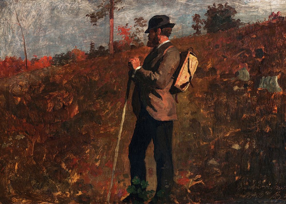 Man with a Knapsack (1873) by Winslow Homer. Original from The Smithsonian. Digitally enhanced by rawpixel.