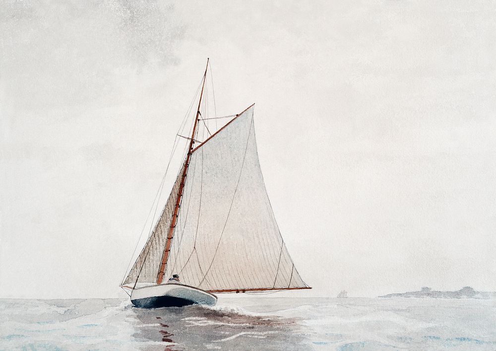 Sailing off Gloucester (ca.1880) by Winslow Homer. Original from Yale University Art Gallery. Digitally enhanced by rawpixel.