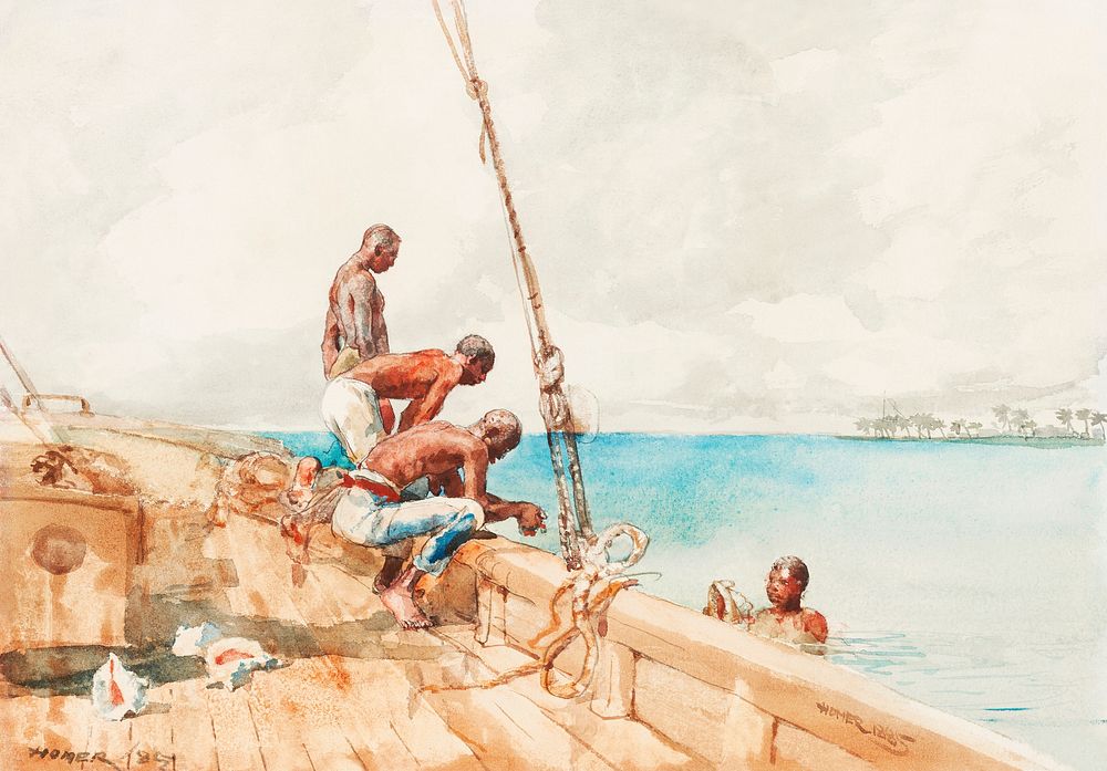 The Conch Divers (1885) by Winslow Homer. Original from The Minneapolis Institute of Art. Digitally enhanced by rawpixel.