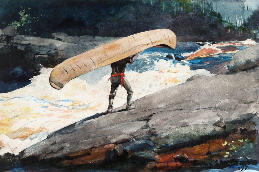 The Portage (1897) by Winslow Homer. Original from Yale University Art Gallery. Digitally enhanced by rawpixel.