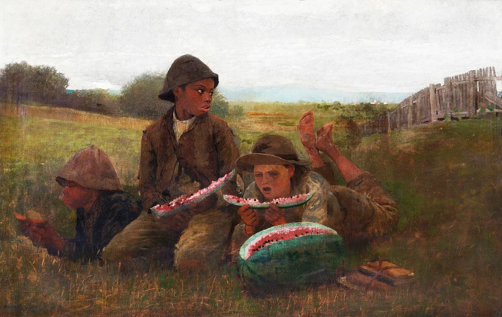 The Watermelon Boys (1876) by Winslow Homer. Original from The Smithsonian. Digitally enhanced by rawpixel.