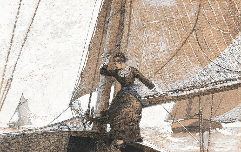 Yachting Girl (1880) by Winslow Homer. Original from The National Gallery of Art. Digitally enhanced by rawpixel.