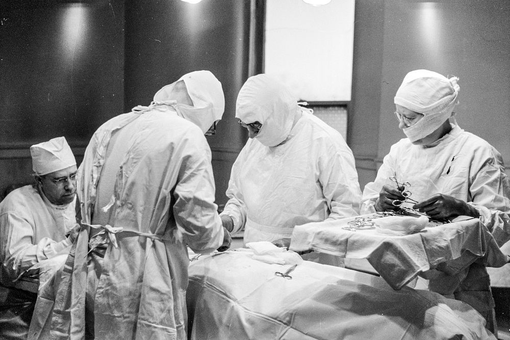 Operation at Herrin Hospital (private), Herrin, Illinois (1939). Original from Library of Congress. Digitally enhanced by…