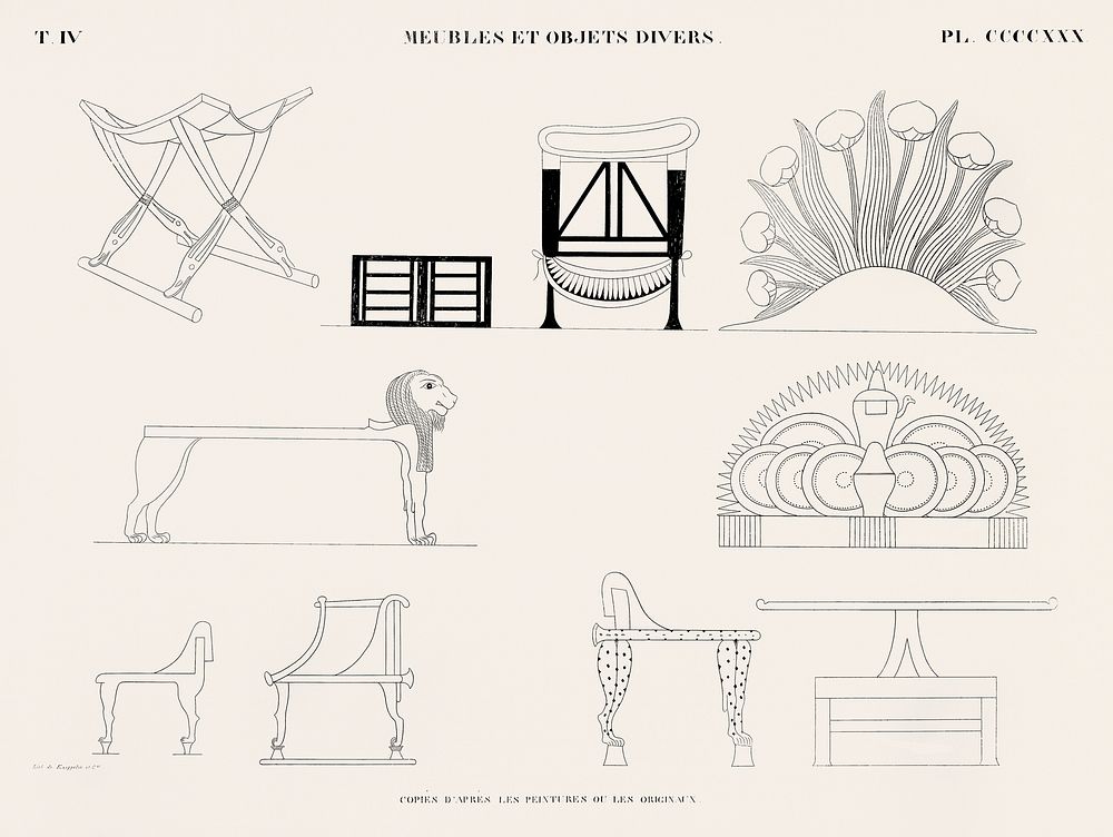 Vintage illustration of Furniture and other objects copied
