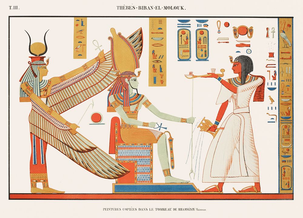 Paintings copied from the tomb of Ramses IV (Maimonides) from Monuments de l'&Eacute;gypte et de la Nubie (1835&ndash;1845)…
