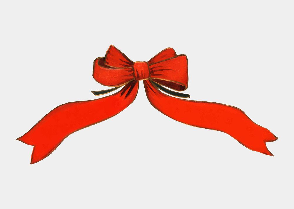 Red Christmas ribbons tied into a bow vector