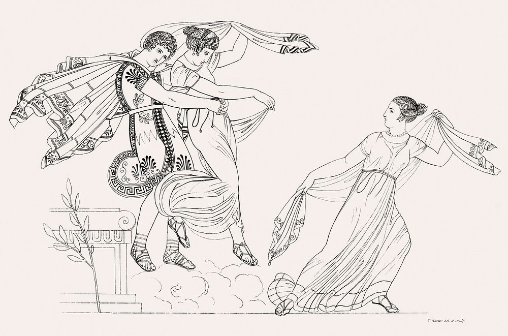 Paris, Helen and Cassandra from An illustration of the Egyptian, Grecian and Roman costumes by Thomas…