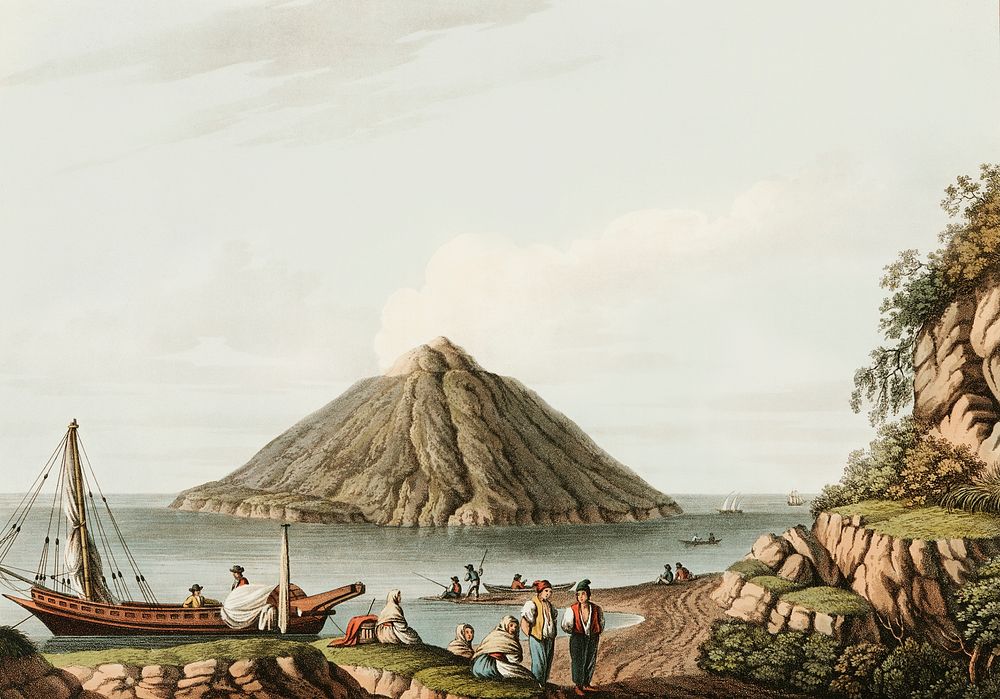 Island of Stromboli from Views in the Ottoman Dominions, in Europe, in Asia, and some of the Mediterranean islands (1810)…