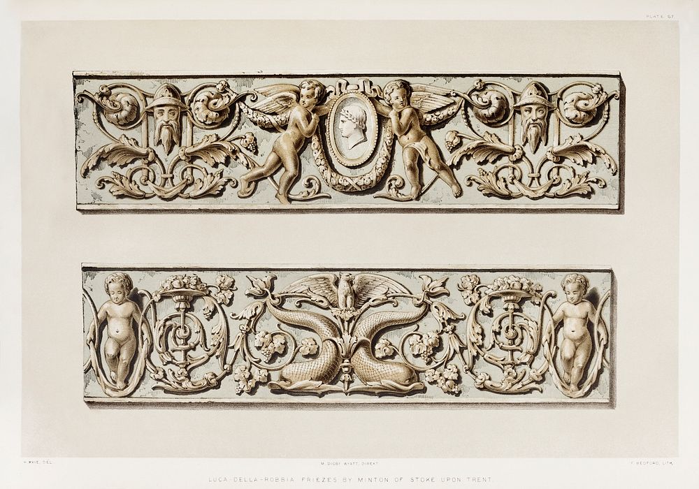 Luca-della-Robbia friezes from the Industrial arts of the Nineteenth Century (1851-1853) by Sir Matthew Digby wyatt (1820…