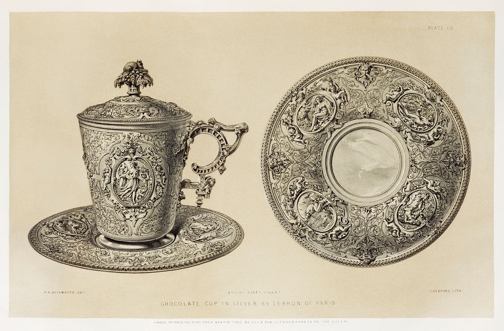 Chocolate cup in silver from the Industrial arts of the Nineteenth Century (1851-1853) by Sir Matthew Digby wyatt (1820…