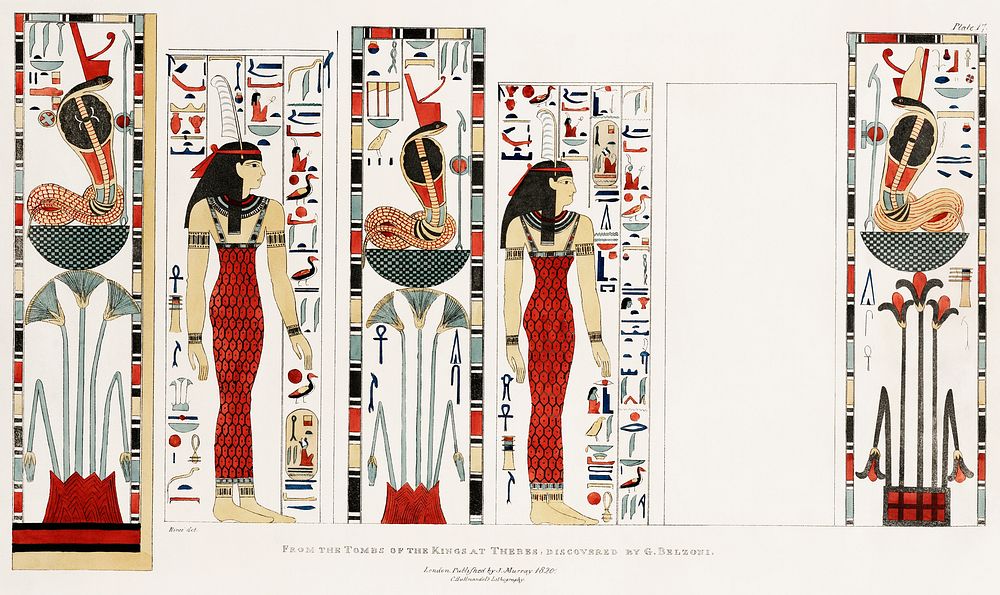 Emblematic Figures illustration from the kings tombs in Thebes by Giovanni Battista Belzoni (1778-1823) from Plates…