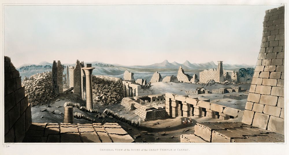General View of the Ruin of Carnak illustration from the kings tombs in Thebes by Giovanni Battista Belzoni (1778-1823) from…