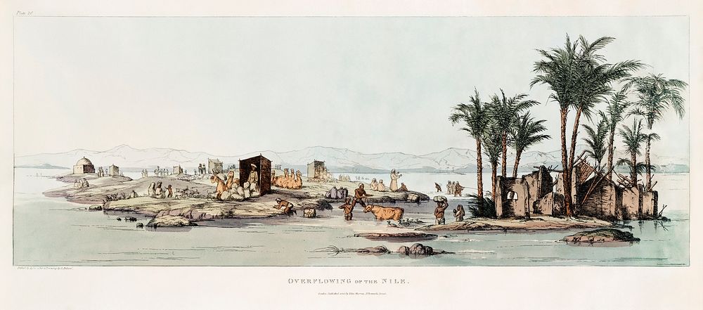 Extraordinary Overflowing of the Nile illustration from the kings tombs in Thebes by Giovanni Battista Belzoni (1778-1823)…