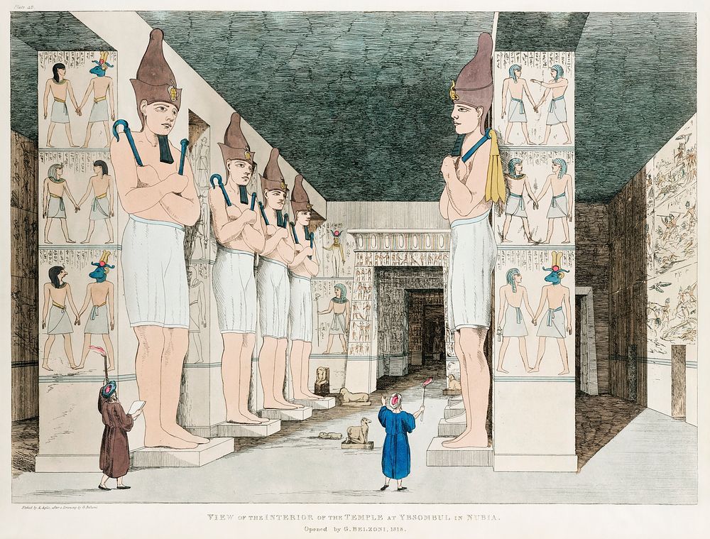 Interior of the Temple at Ybsambul illustration from the kings tombs in Thebes by Giovanni Battista Belzoni (1778-1823) from…