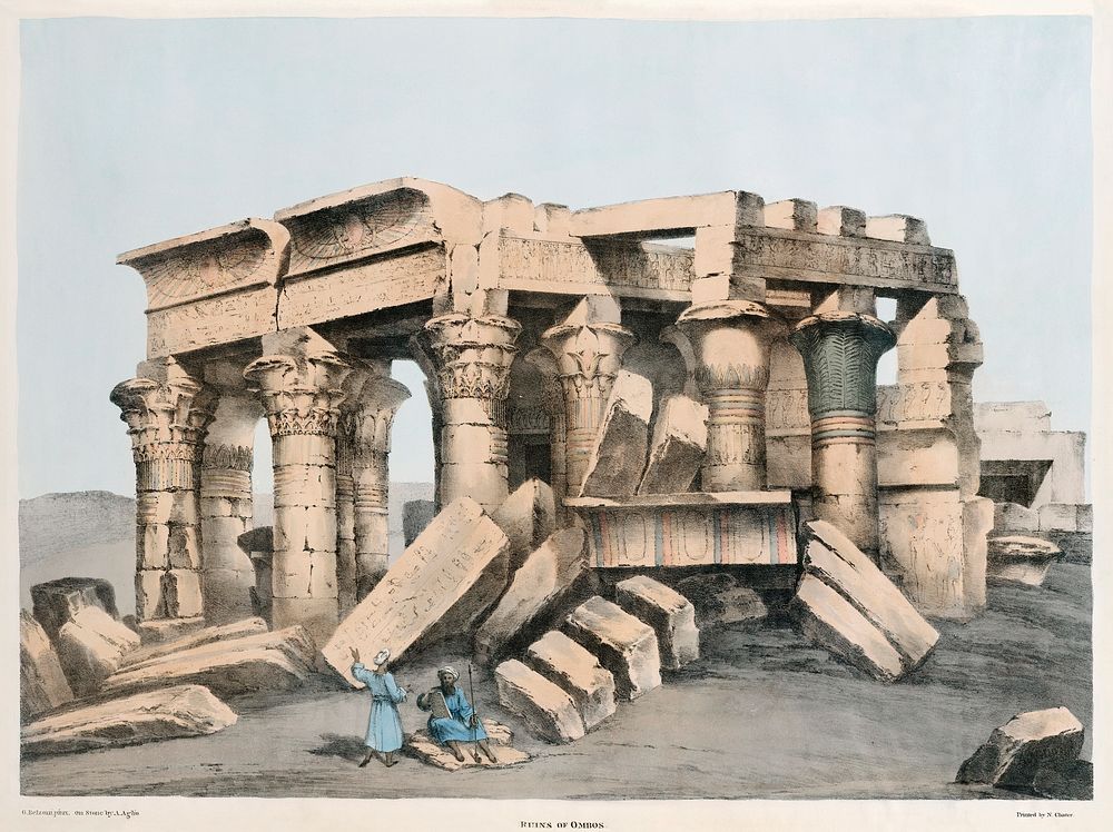 Ruins of Ombos illustration from the kings tombs in Thebes by Giovanni Battista Belzoni (1778-1823) from Plates illustrative…