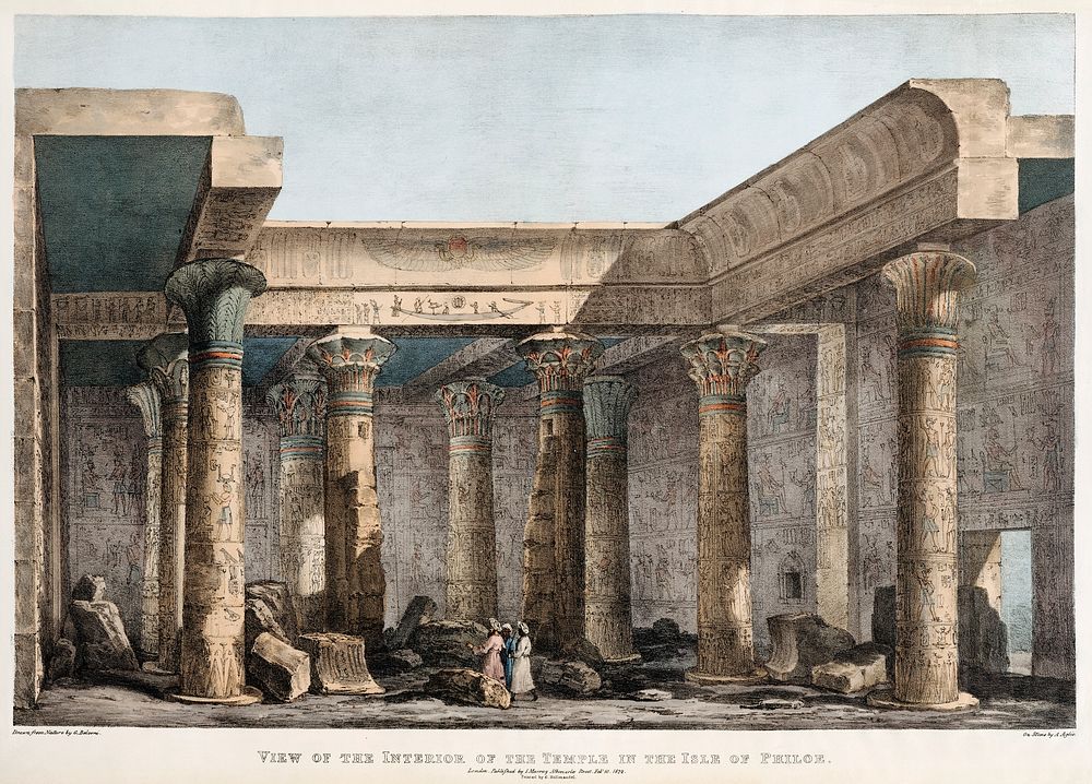 View of the interior of the temple in the Isle of Philoe illustration from the kings tombs in Thebes by Giovanni Battista…
