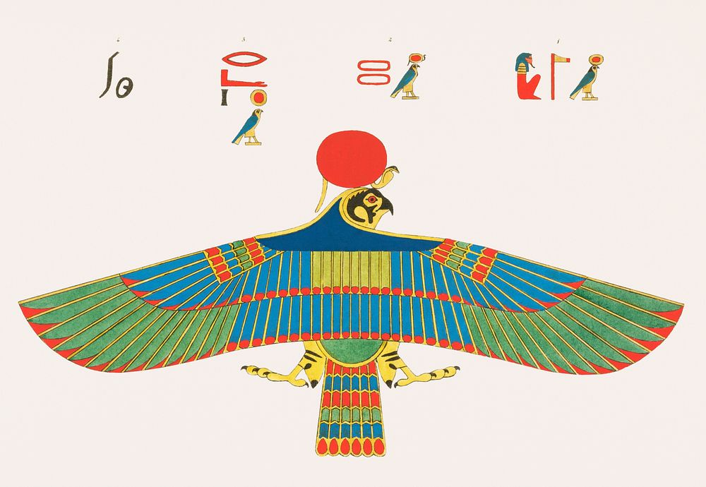 Vintage illustration of Hawk, emblem of Ra