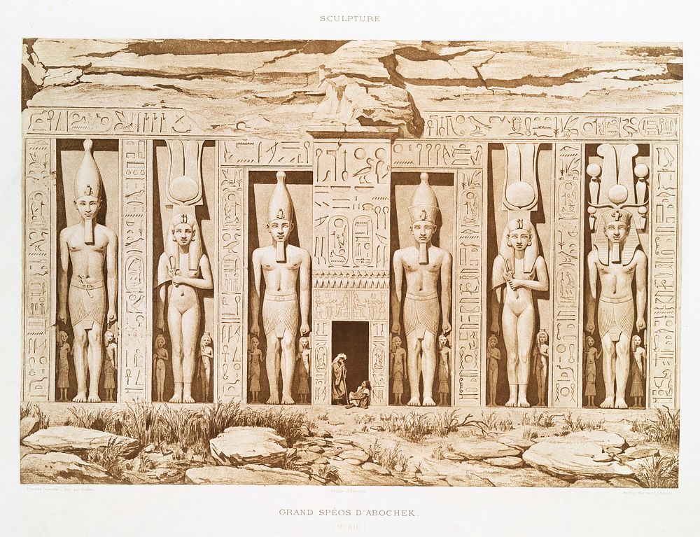 Great species of Abochek (Nubia) from Histoire de l'art &eacute;gyptien (1878) by &Eacute;mile Prisse d'Avennes. Original…